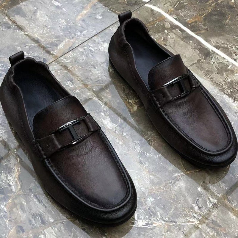 Lefu Shoes Genuine Leather Comfortable Men'S Shoes Slip-On Seam Bag Shoes Casual Breathable Lazy Men'S Shoes - Image 4